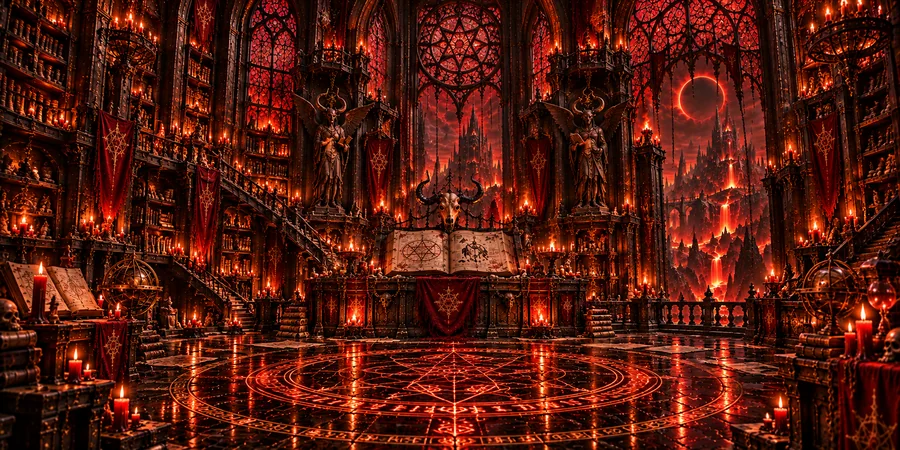 La salle des Rituels illuminée par un cercle occulte